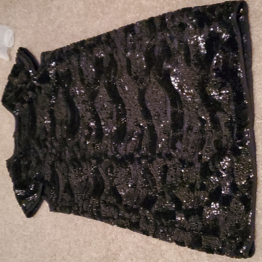 Milly Minis girls daisy sequin black dress sz 12